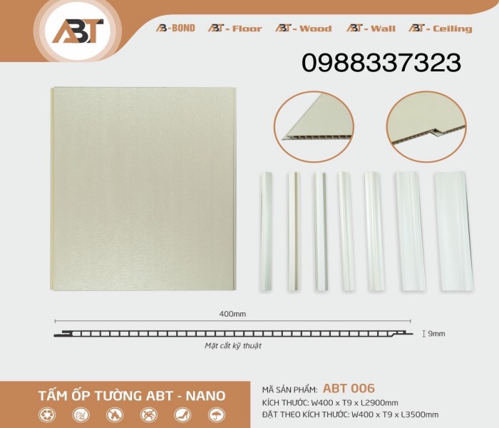 Báo giá Tấm nhựa ốp tường ABT 006 Nhựa Nano giá rẻ