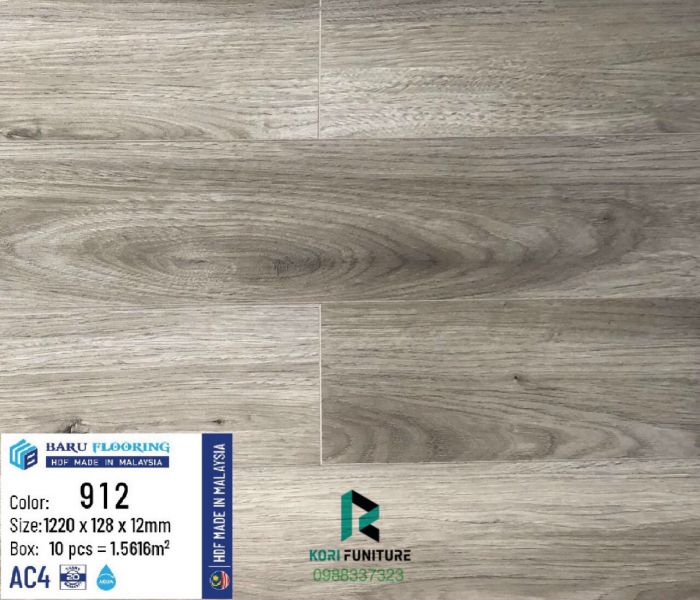 Sàn Gỗ BARU Flooring 912 HDF Malaysia 12mm