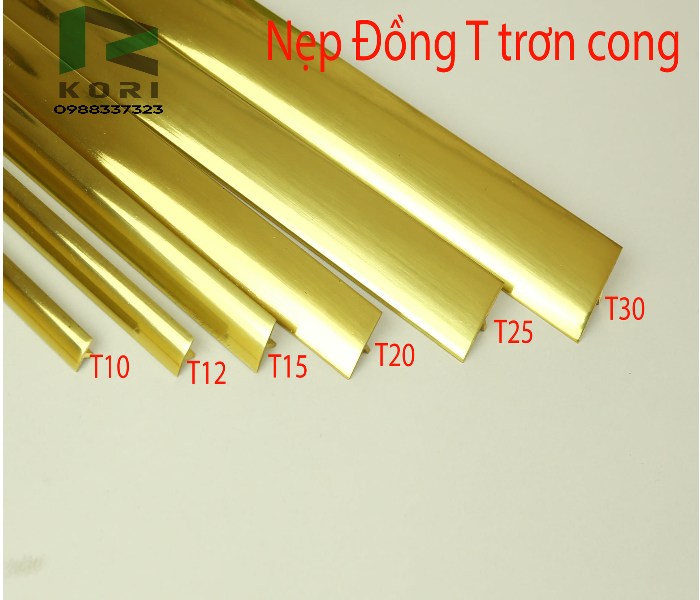 Nẹp đồng T trơn cong