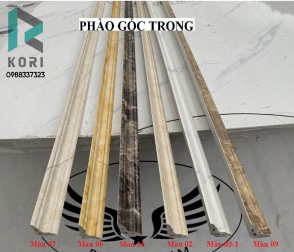 Phào chỉ góc trong pvc vân đá