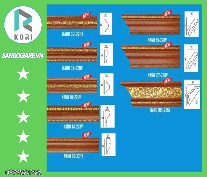 Phào cổ trần vân gỗ màu đỏ hoa văn vàng