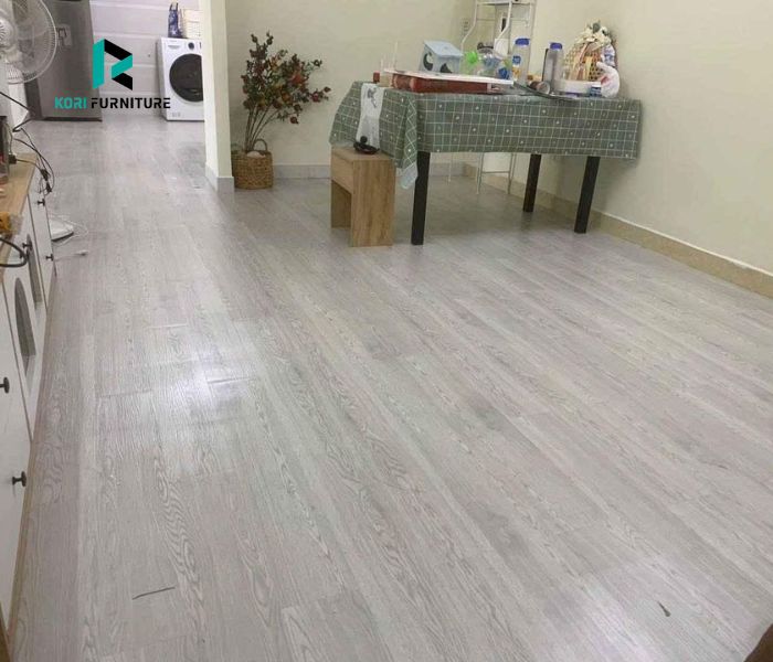 Mẫu sàn nhựa giả gỗ màu trắng