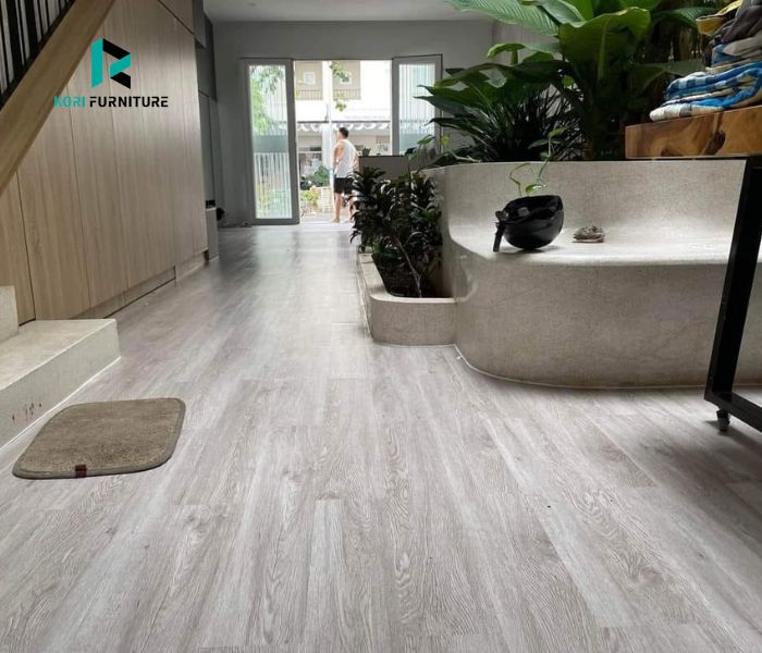 Sàn nhựa giả gỗ màu trắng đẹp