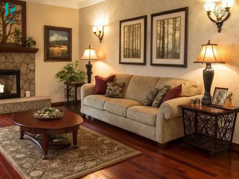 Đèn chiếu sáng giúp tăng chiều sâu cho sàn gỗ