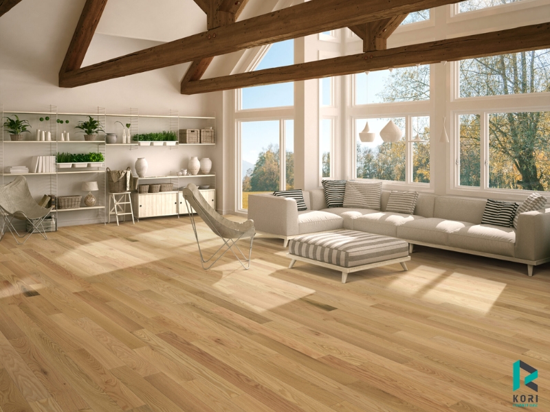 Sàn gỗ nâu nhạt hiện đại