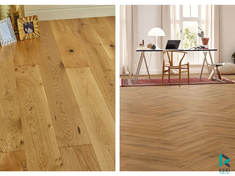 Sàn gỗ tông màu nâu vàng