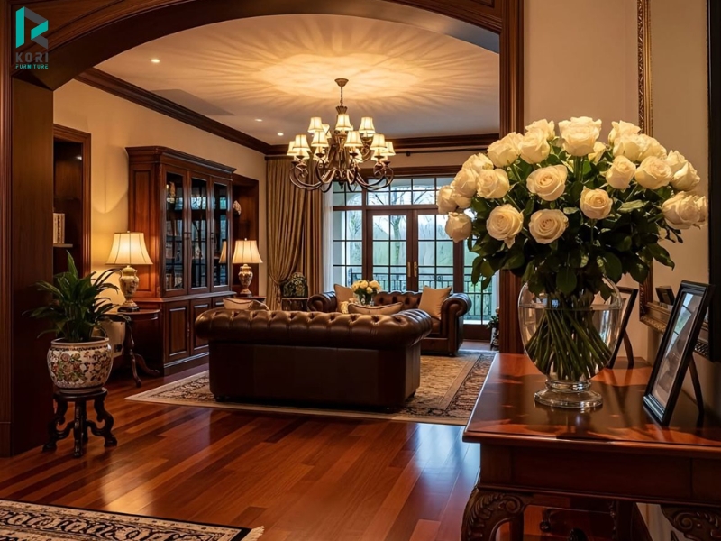 Sàn màu cánh gián mang vẻ đẹp vừa sang trọng vừa cổ điển